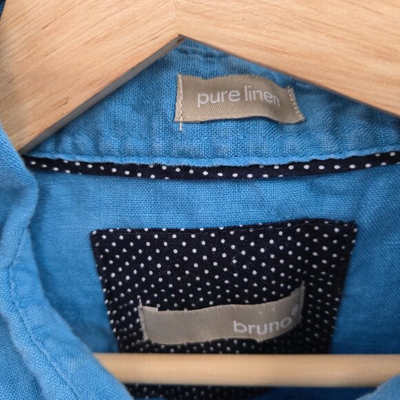 Bruno Blue Pure 100% Linen Decorative Pocket Button Down XL - Picture 9 of 11